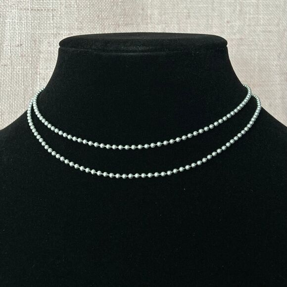 Vintage Sterling Silver 925 Dog Tag/ Ball Bead Chain Necklace 6+ grams 30 inches - Picture 1 of 4